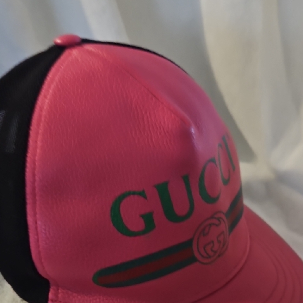 Gucci Pink and Black Logo Cap